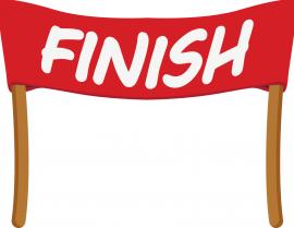 Red banner finish line graphic