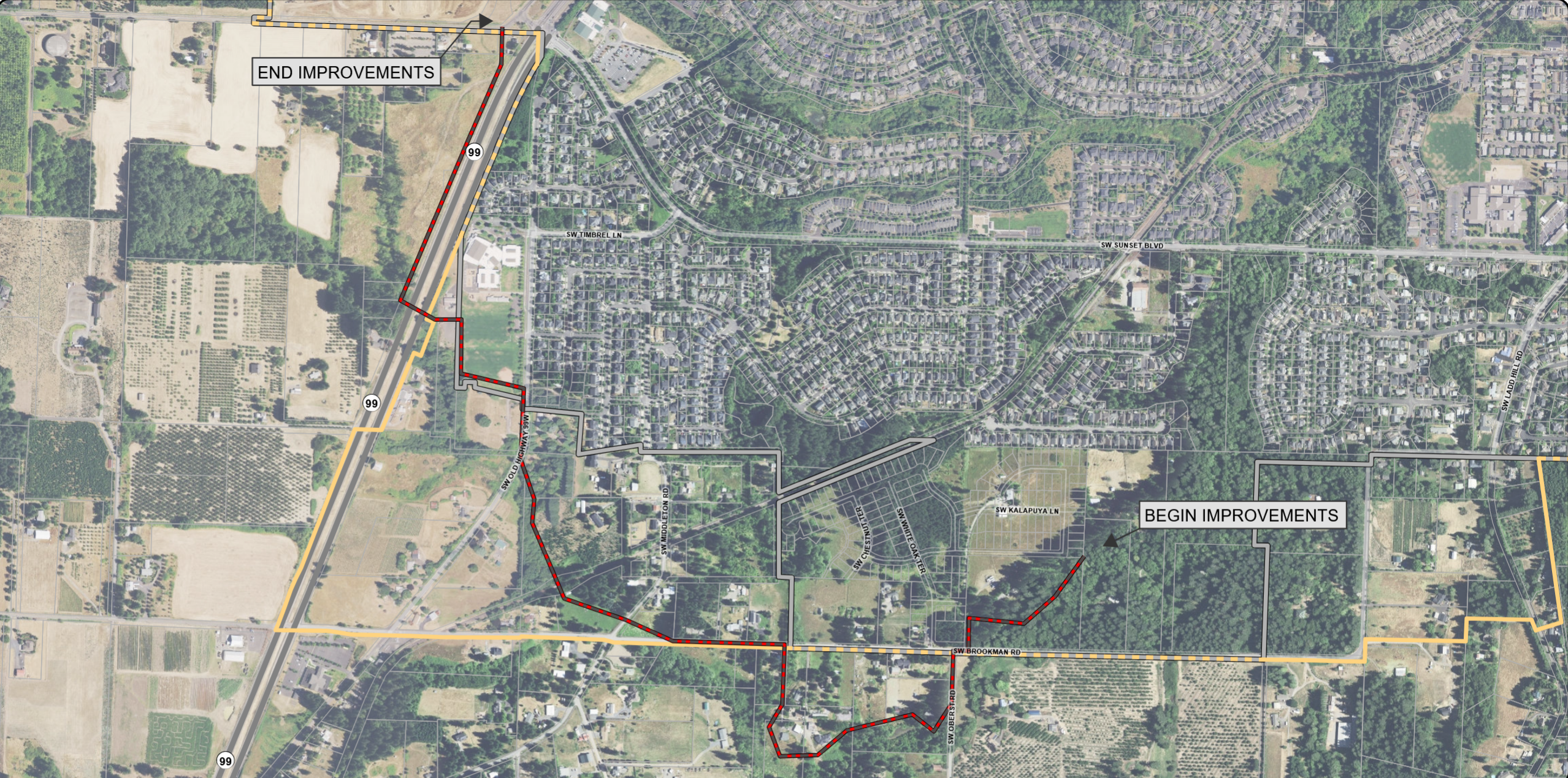 Aerial view of Brookman Sanitary Sewer Trunkline project area